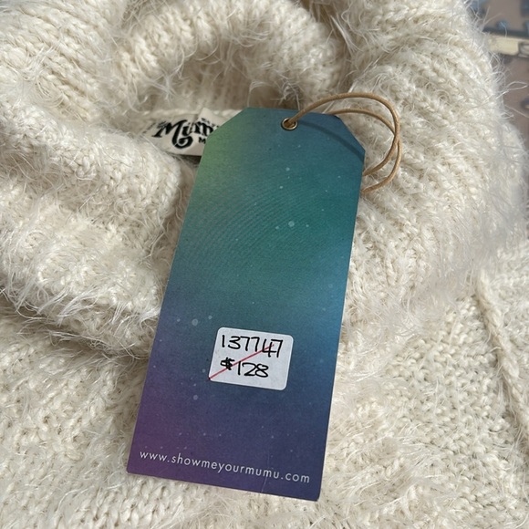 NWT Show Me Your Mumu Fuzzy Cream Knit Fauna Tank Turtleneck Sleeveless Sweater - Picture 11 of 13